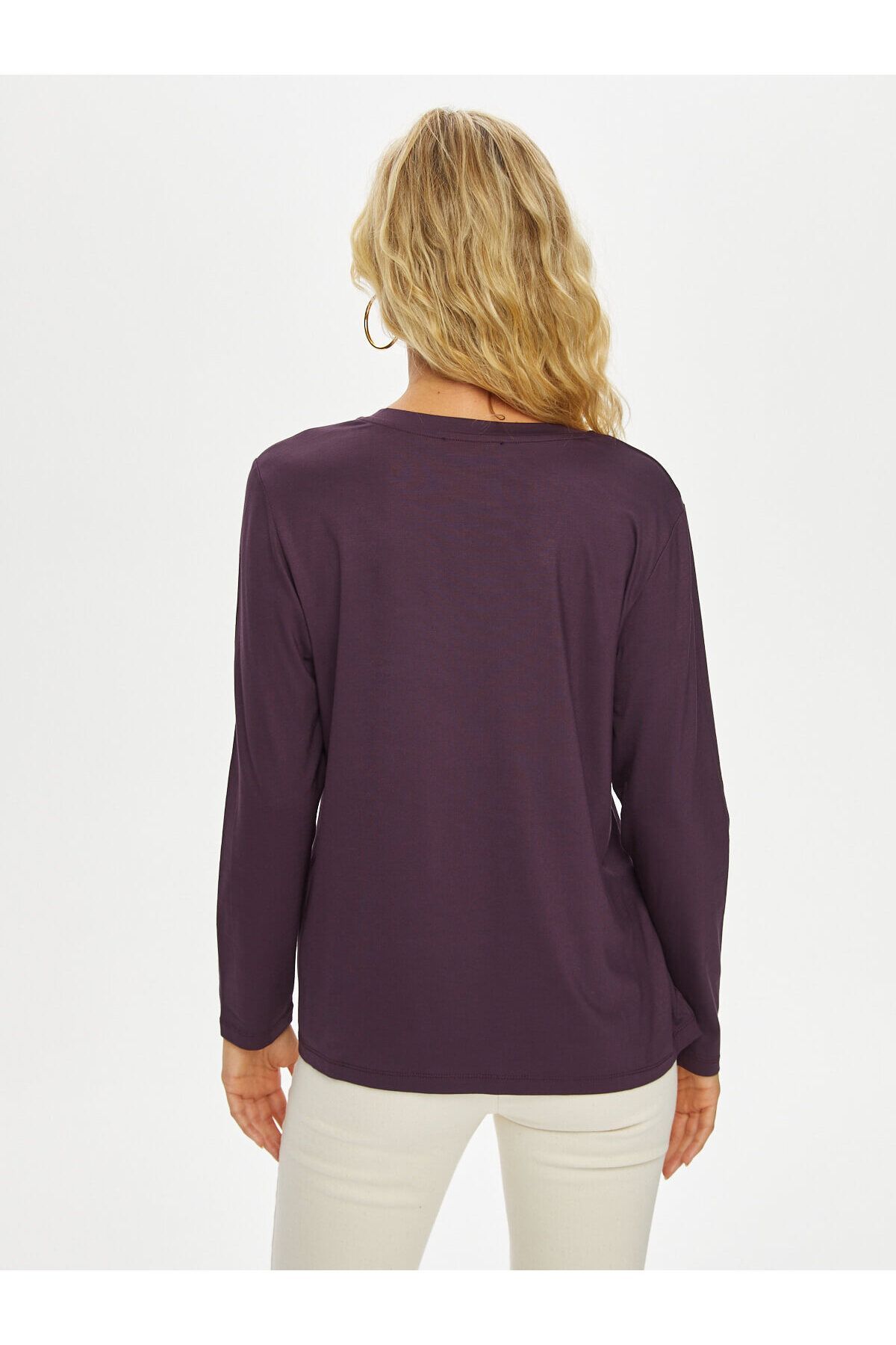 V Yaka Uzun Kol T-Shirt 69022