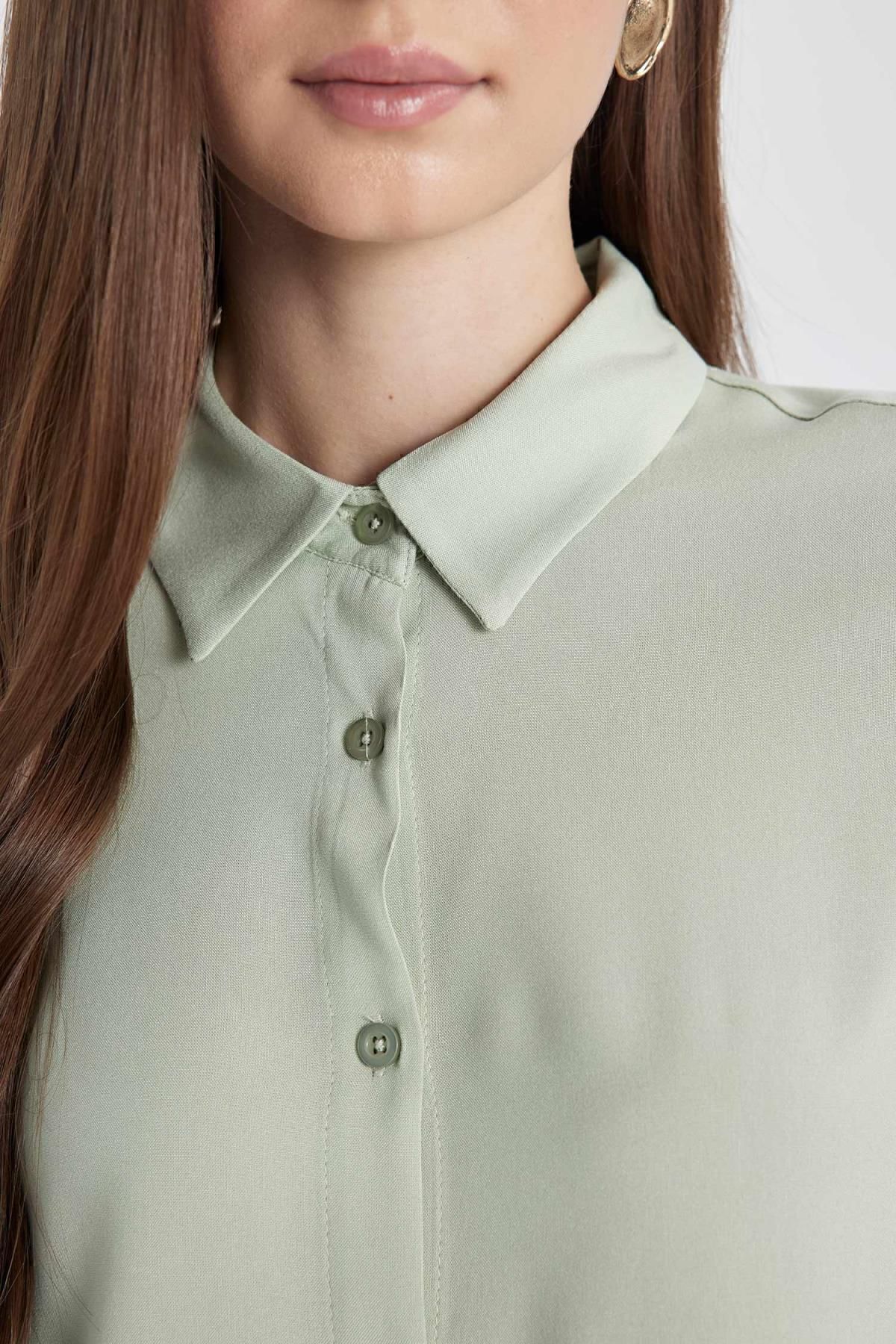 Regular Fit Basic Uzun Kollu Gömlek Tunik Z3538az24sp