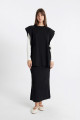 Regular Fit Basic Düz Maxi Siyah Triko Etek A1314ax24au
