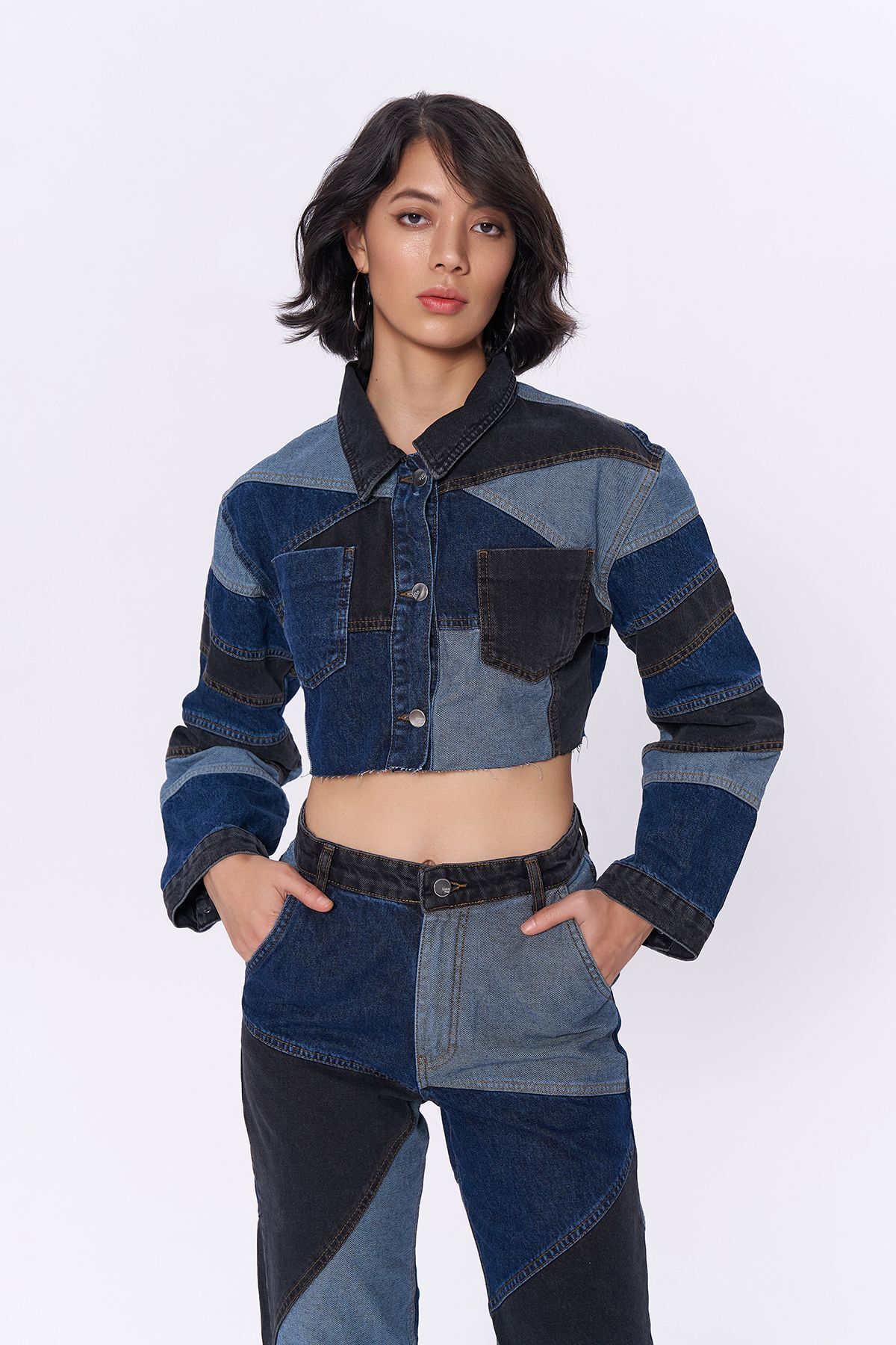 Kadın patch detaylı denim ceket Kadın patch detaylı denim ceket