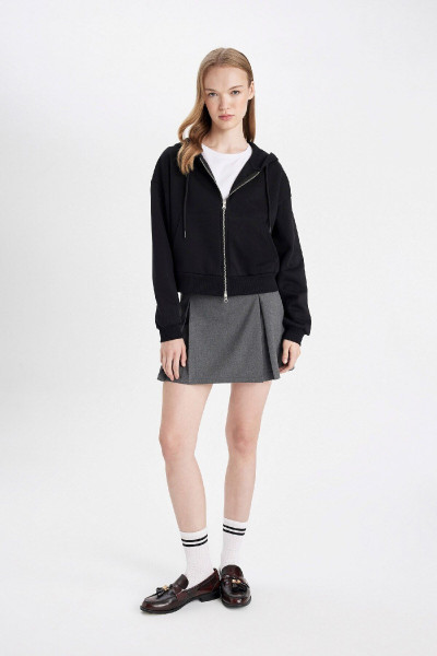 Siyah Coool Standart Fit Kapüşonlu Basic Düz Kanguru Cepli Fermuarlı Sweatshirt Z7069az24wn Siyah Coool Standart Fit Kapüşonlu Basic Düz Kanguru Cepli Fermuarlı Sweatshirt Z7069az24wn