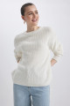 Regular Fit Bisiklet Yaka Basic Kazak H6905az23wn Regular Fit Bisiklet Yaka Basic Kazak H6905az23wn