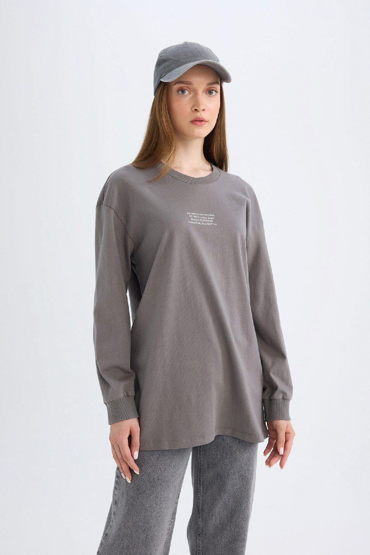 Regular Fit Bisiklet Yaka Baskılı Sweatshirt Tunik D0391ax24au Regular Fit Bisiklet Yaka Baskılı Sweatshirt Tunik D0391ax24au