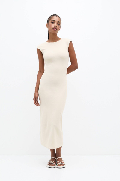 Sırt dekolteli midi elbise