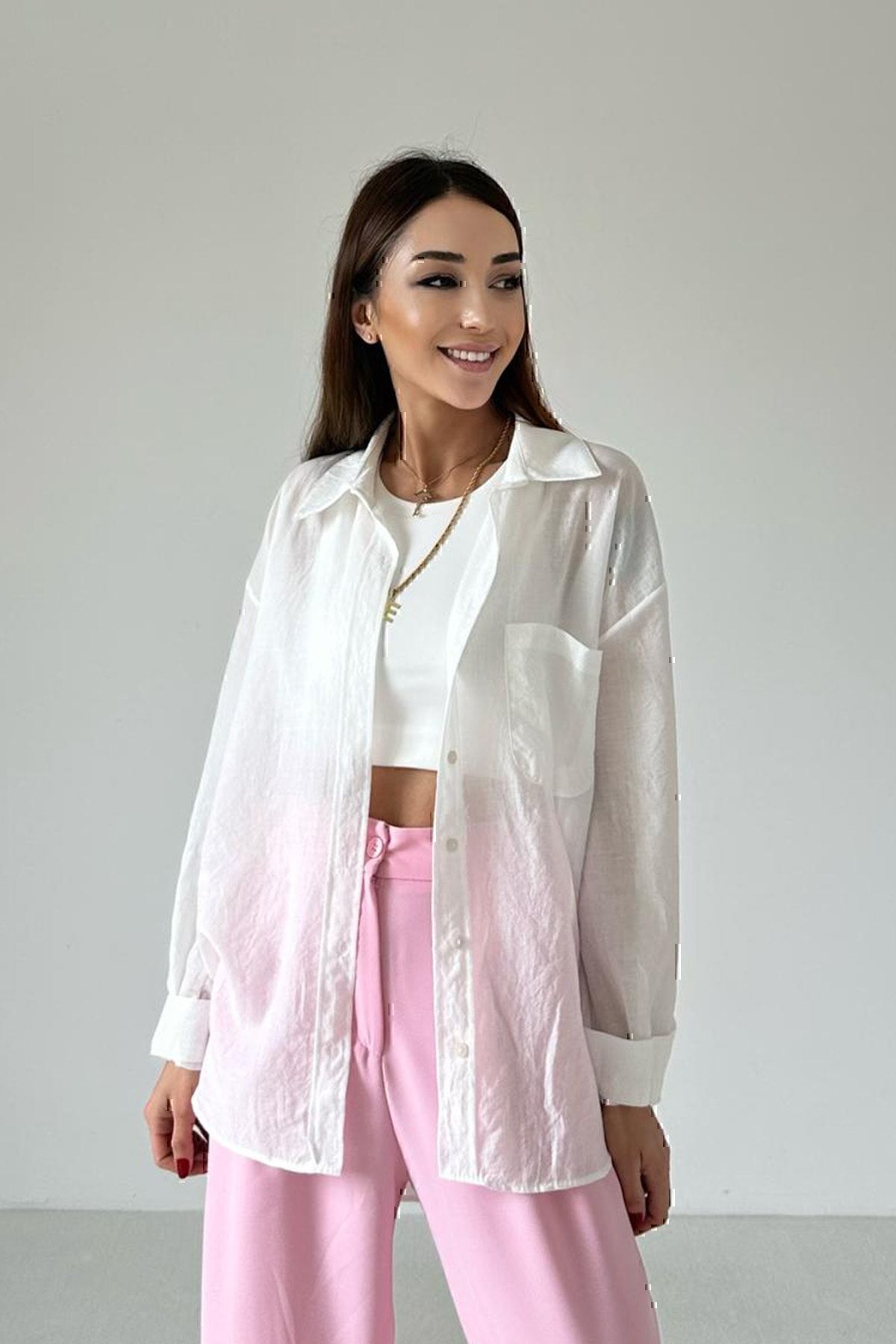 Yeni Sezon Oversize Kadın Keten Gömlek Yeni Sezon Oversize Kadın Keten Gömlek