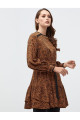 Katlı Animal Print Camel Tunik Katlı Animal Print Camel Tunik
