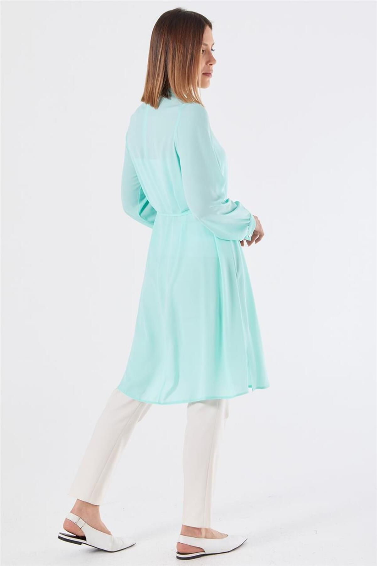 Kolyeli Dik Yaka Mint Tunik Kolyeli Dik Yaka Mint Tunik
