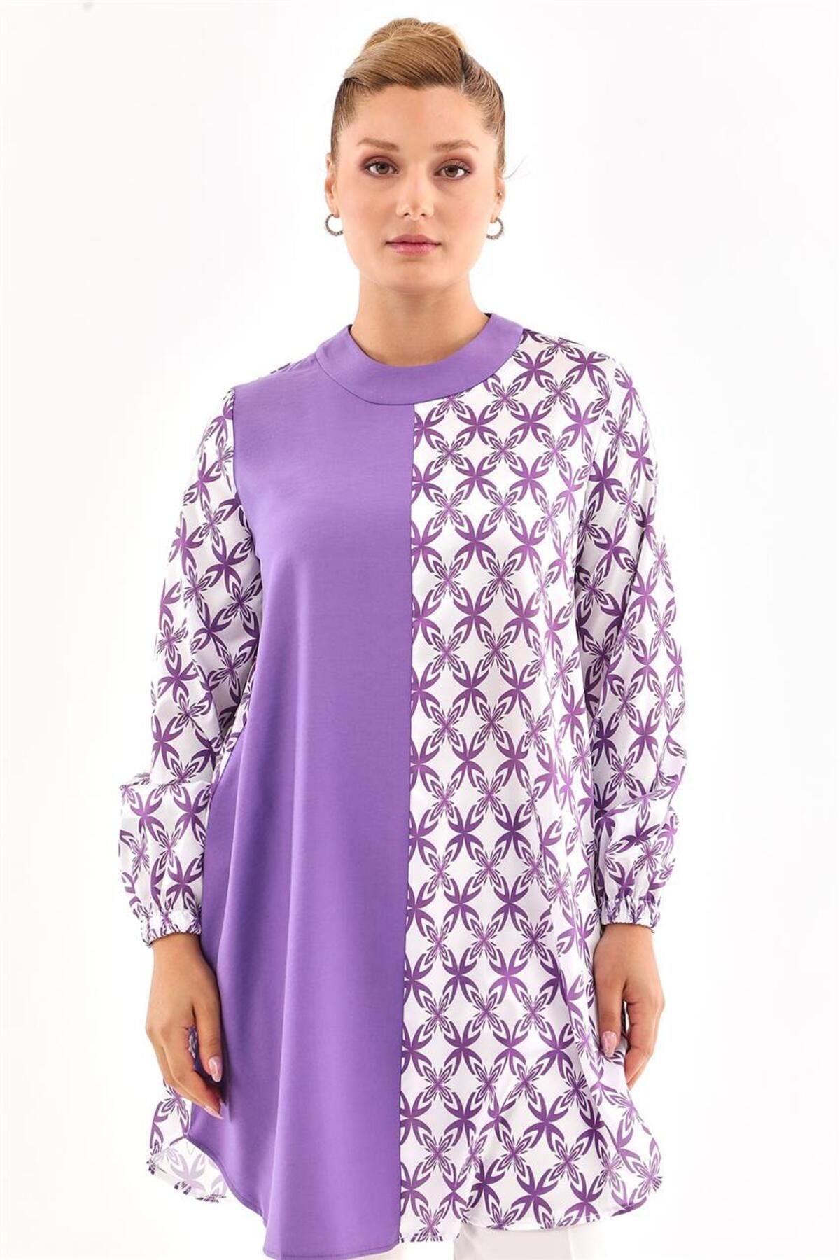 Karma Desen Garnili Mor Tunik Karma Desen Garnili Mor Tunik