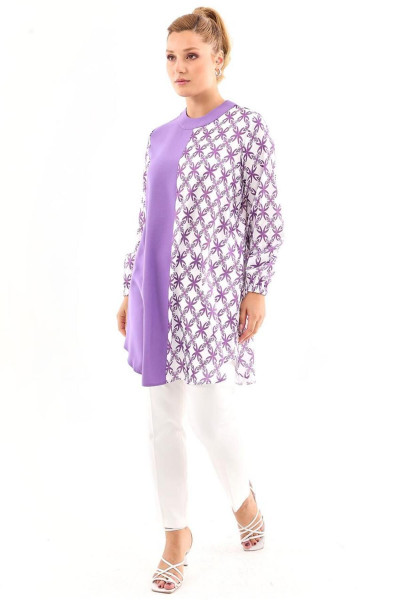 Karma Desen Garnili Mor Tunik Karma Desen Garnili Mor Tunik