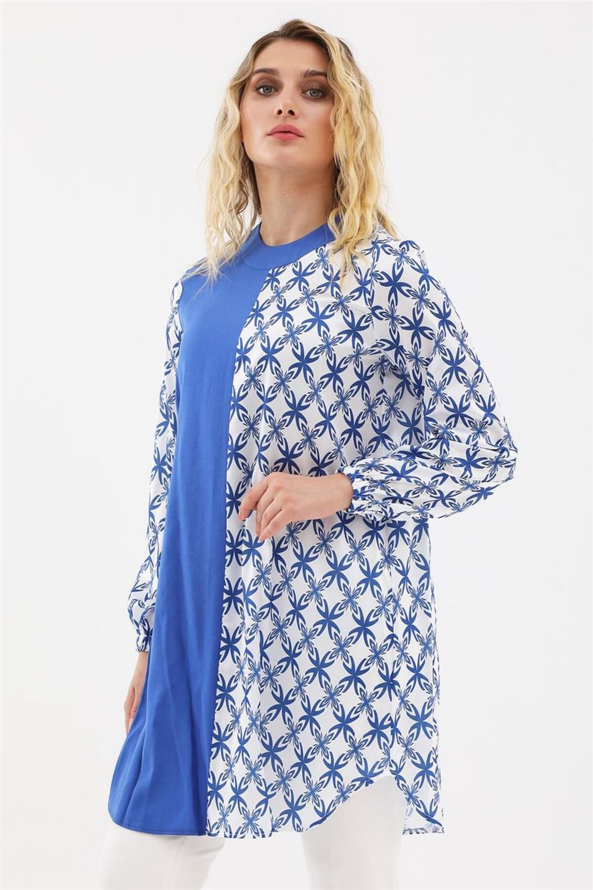 Karma Desen Garnili Saks Tunik Karma Desen Garnili Saks Tunik