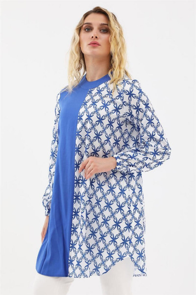 Karma Desen Garnili Saks Tunik Karma Desen Garnili Saks Tunik