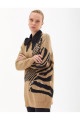 Exclusive Animal Print Triko Tunik Bej-Siyah