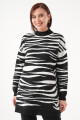 Zebra Çizgili Triko Tunik-pantolon Siyah-beyaz Ikili Takım Zebra Çizgili Triko Tunik-pantolon Siyah-beyaz Ikili Takım
