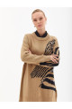 Exclusive Animal Print Triko Tunik Bej-Siyah