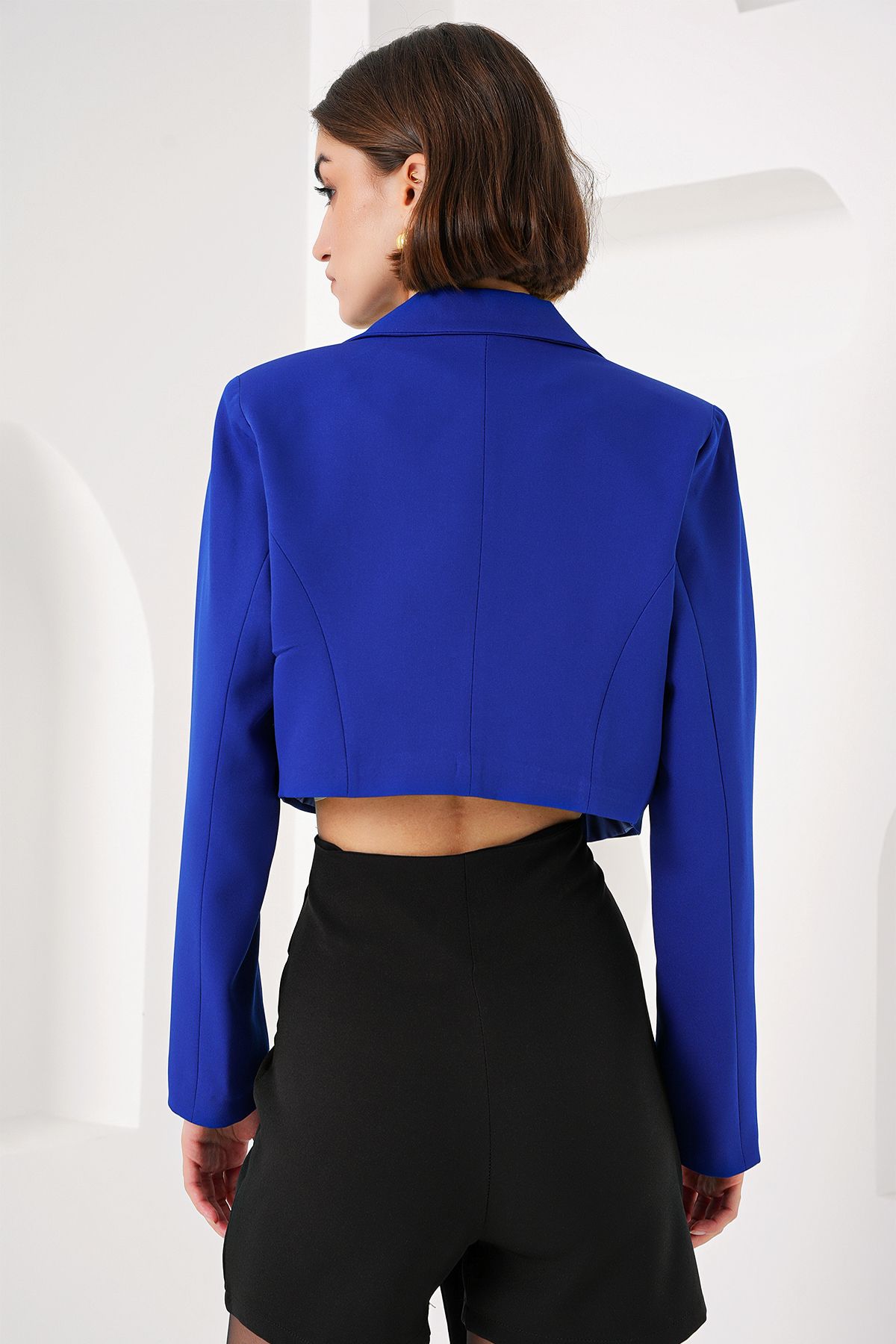 0708 Crop Blazer Ceket - Saks