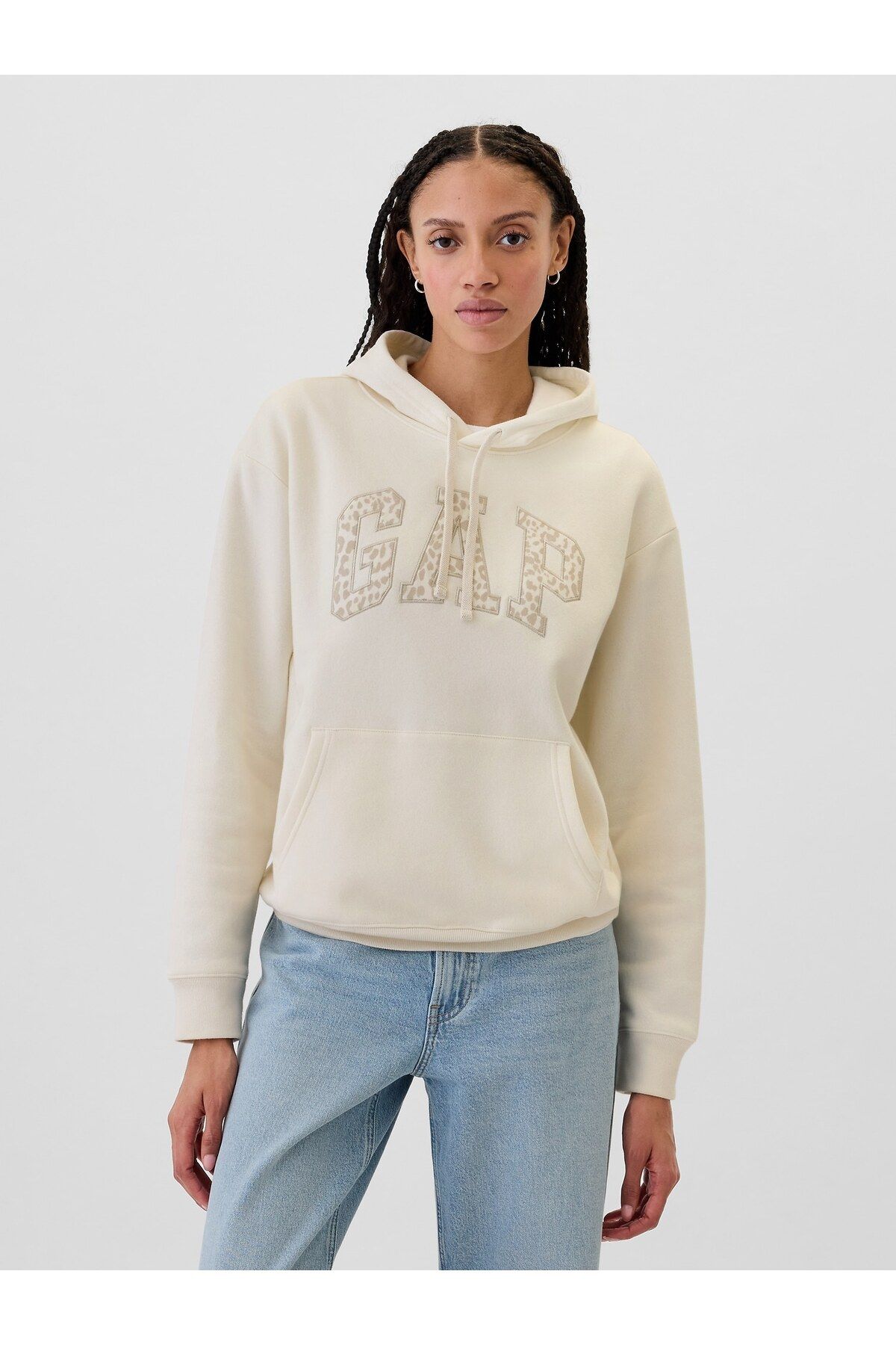 Kadın Kırık Beyaz Gap Logo Fleece Sweatshirt