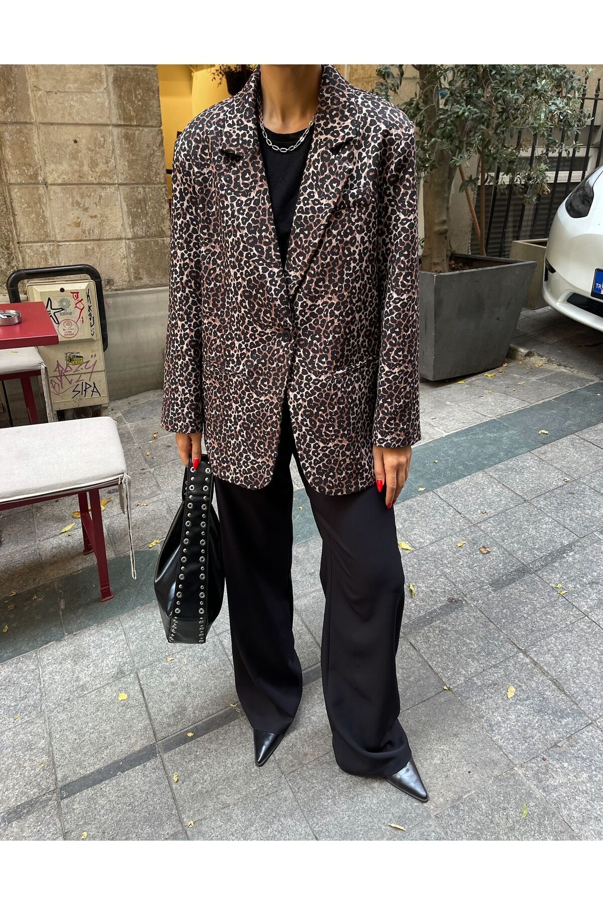 Saja Rsln Leopar Desen Blazer Ceket Saja Rsln Leopar Desen Blazer Ceket
