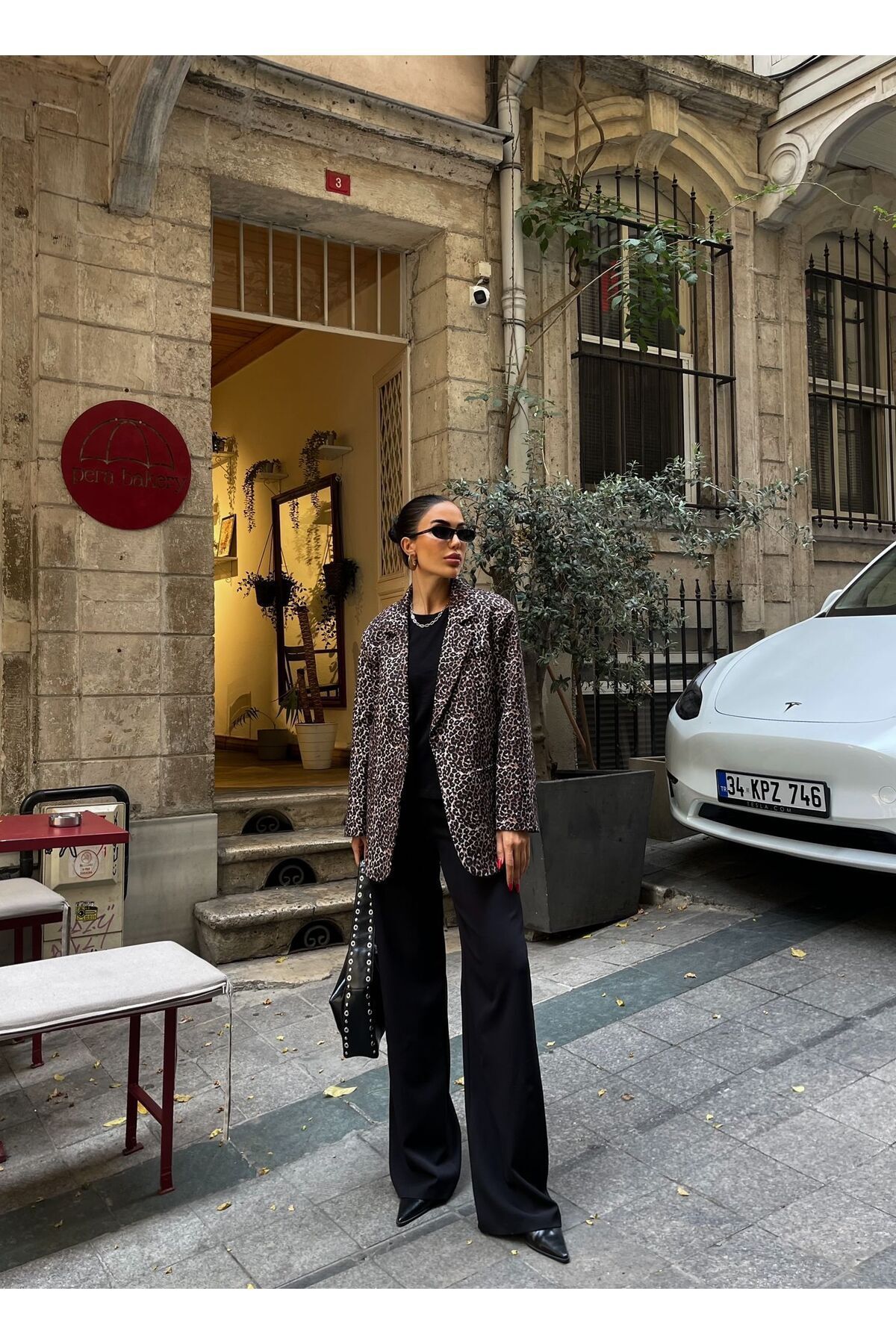 Saja Rsln Leopar Desen Blazer Ceket Saja Rsln Leopar Desen Blazer Ceket