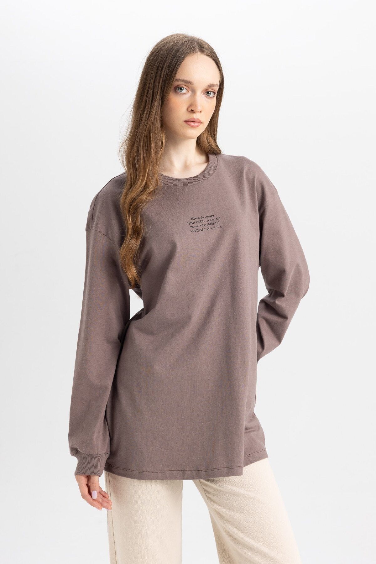 Regular Fit Bisiklet Yaka Baskılı Sweatshirt Tunik D0391ax24au Regular Fit Bisiklet Yaka Baskılı Sweatshirt Tunik D0391ax24au