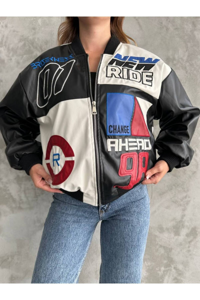 LUNA CARİNA Unisex Deri Motorcu  Ceketi