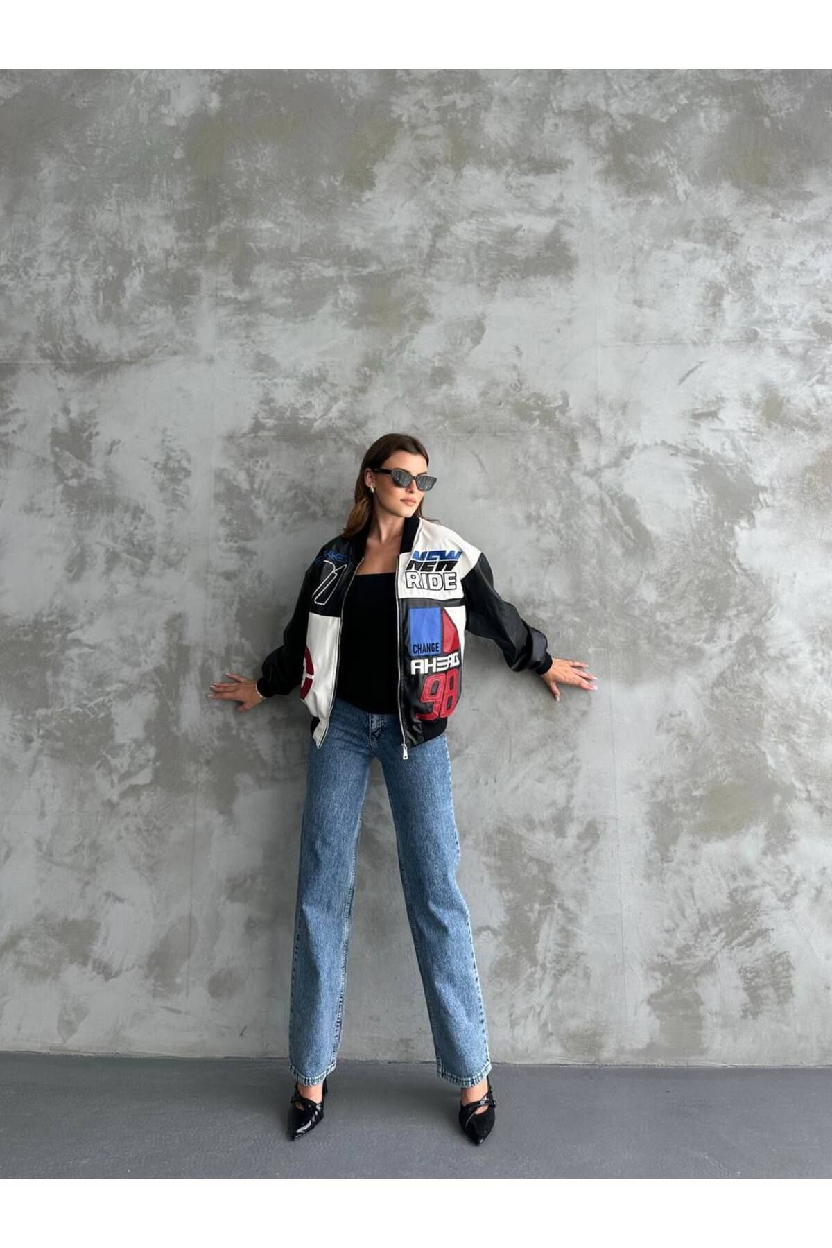 LUNA CARİNA Unisex Deri Motorcu  Ceketi
