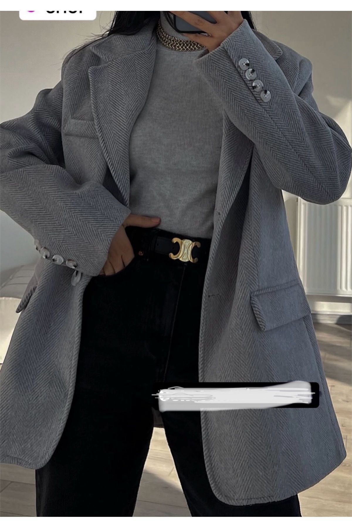 MİSSEALE Kaşe Mavi-Gri Blazer Ceket MİSSEALE Kaşe Mavi-Gri Blazer Ceket