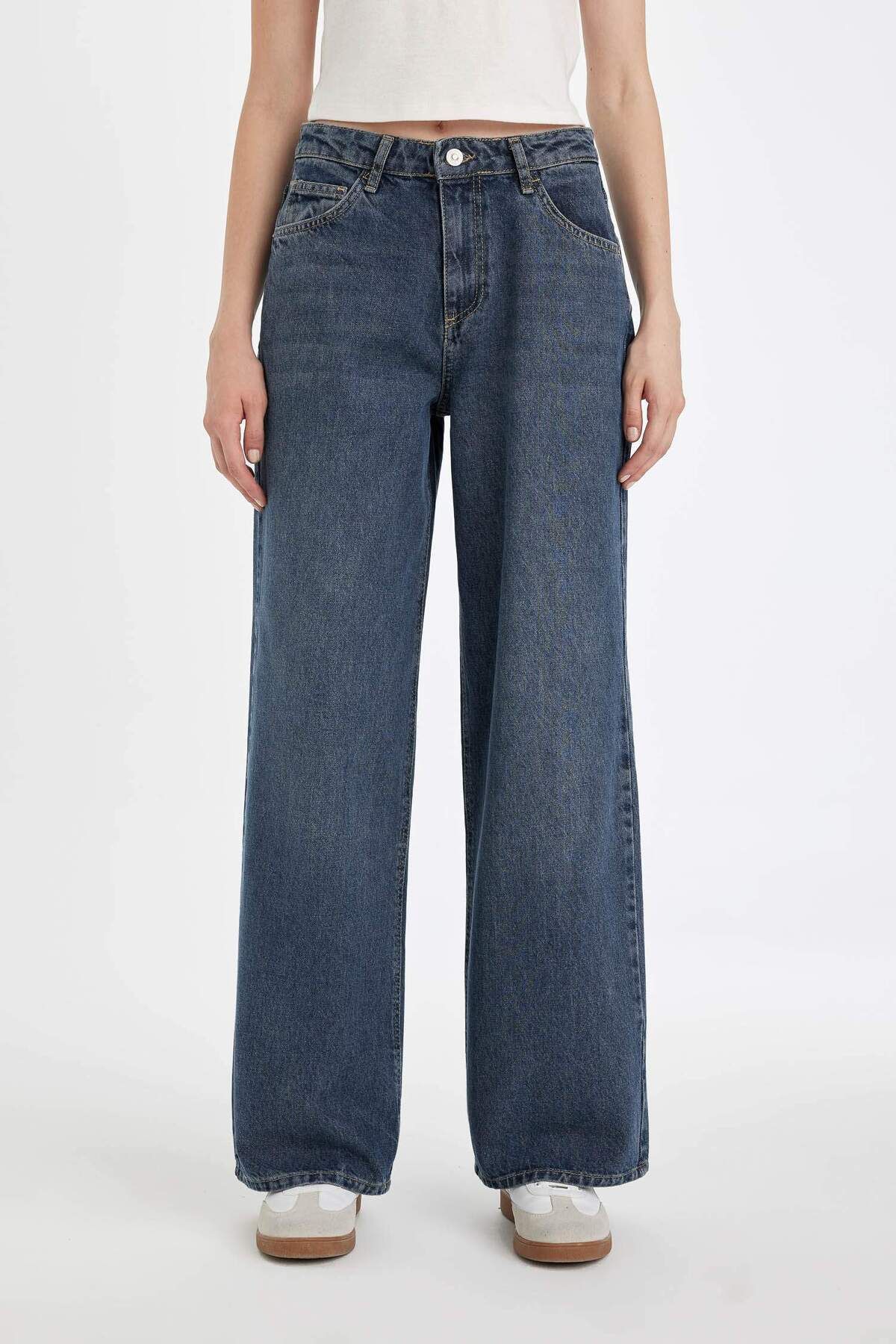 Wide Leg Yüksek Bel Uzun Jean Yıkamalı Pantolon 3162228 Wide Leg Yüksek Bel Uzun Jean Yıkamalı Pantolon 3162228