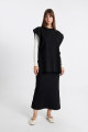 Regular Fit Basic Düz Maxi Siyah Triko Etek A1314ax24au