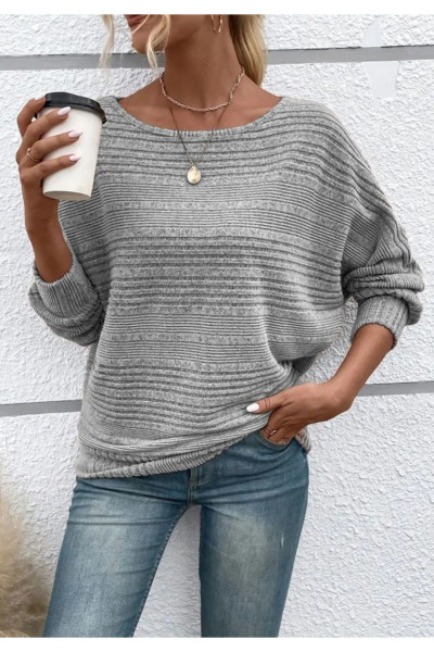 Kadın Uzun Kollu Kayık Yaka Triko Kazak Kadın Uzun Kollu Kayık Yaka Triko Kazak