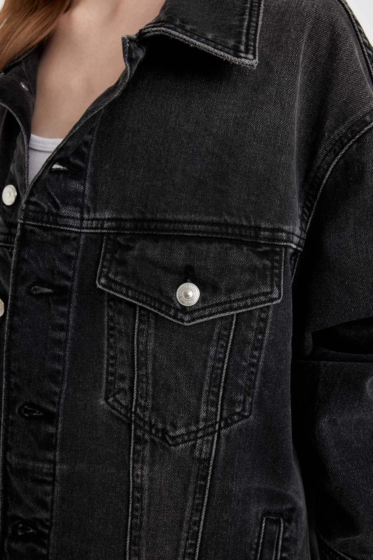 Oversize Fit Geniş Kalıp Jean Ceket 3149022