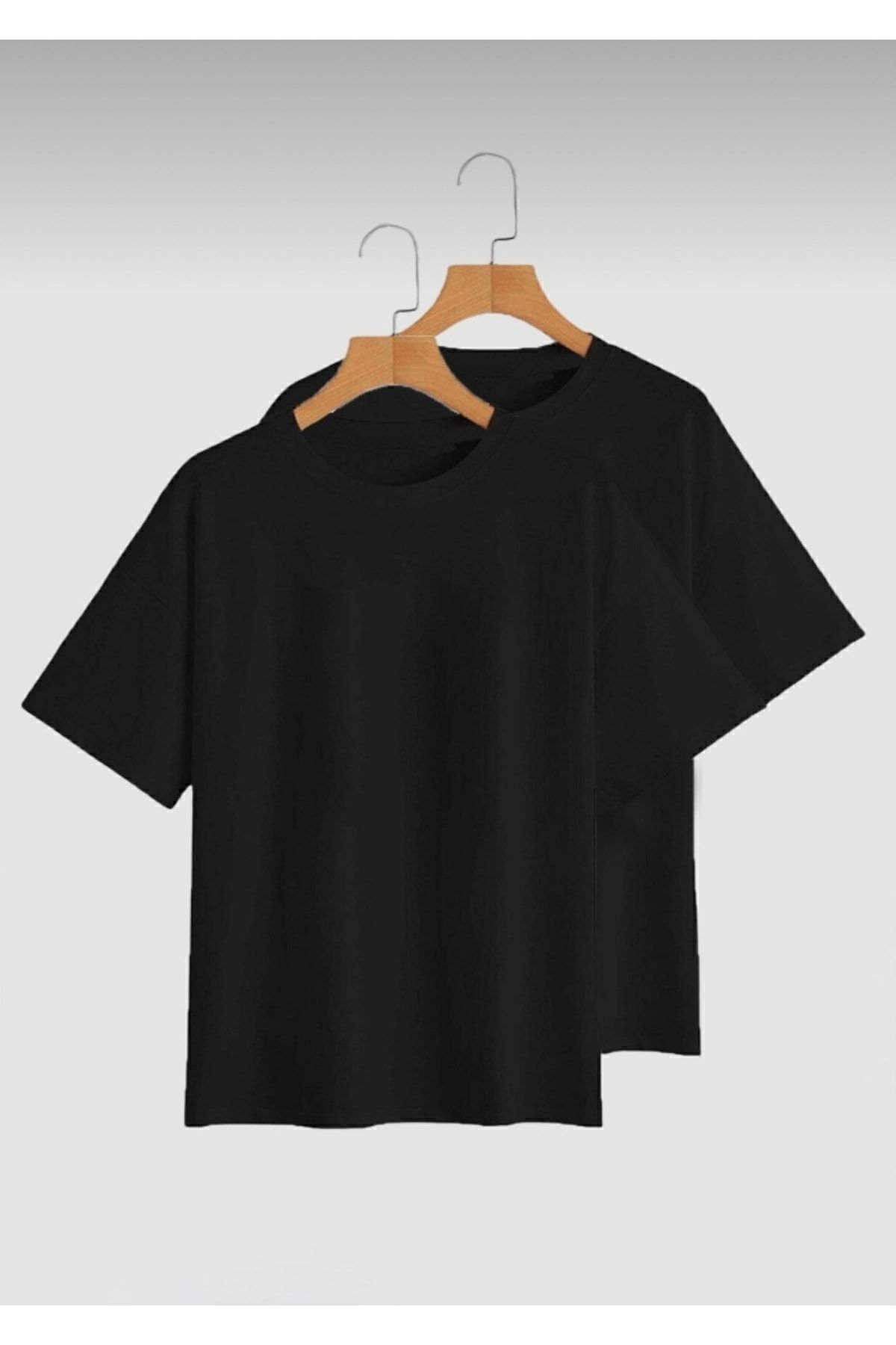 Unisex Siyah 2’li Hazır Paket Oversize T-shirt Unisex Siyah 2’li Hazır Paket Oversize T-shirt