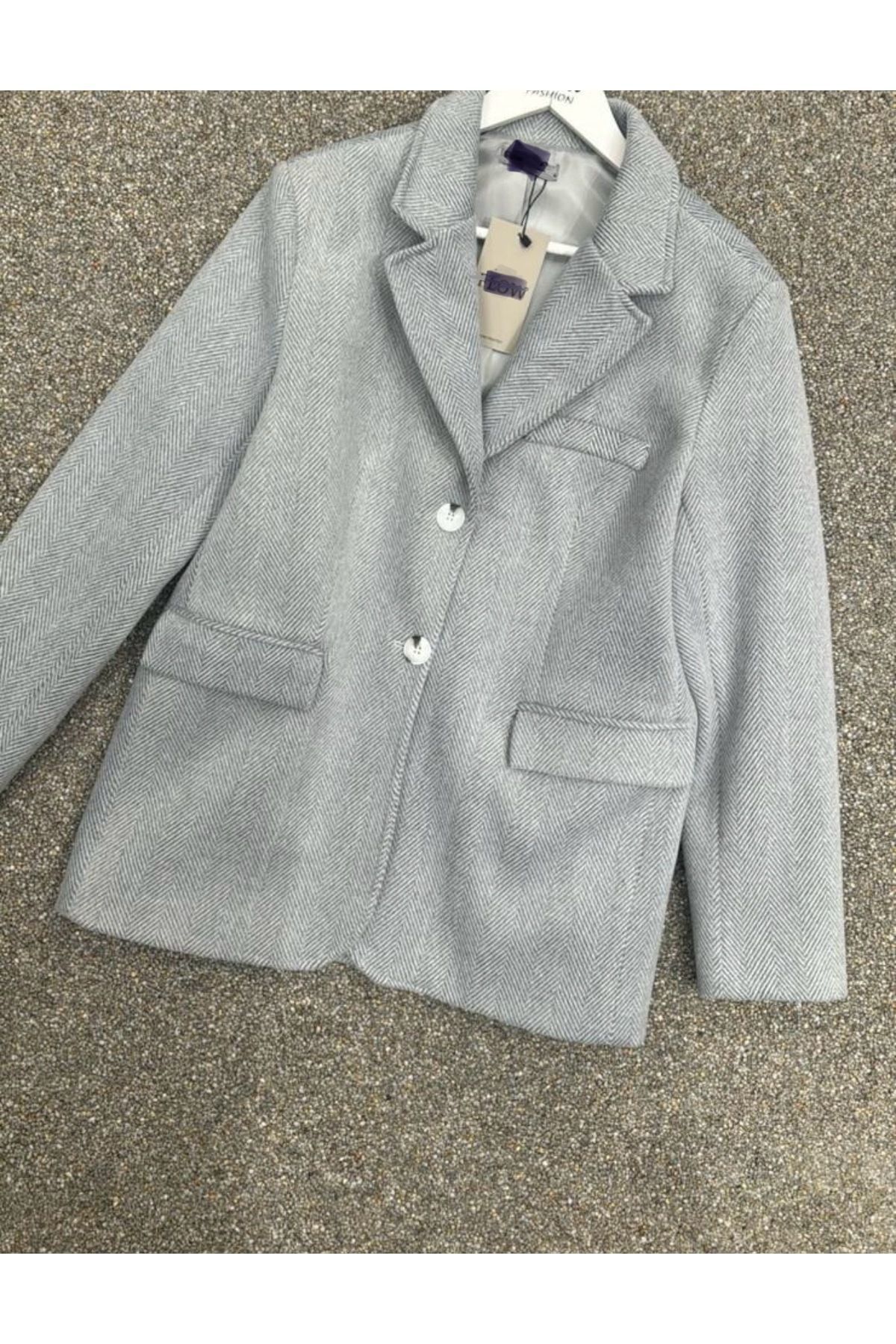 MİSSEALE Kaşe Mavi-Gri Blazer Ceket MİSSEALE Kaşe Mavi-Gri Blazer Ceket