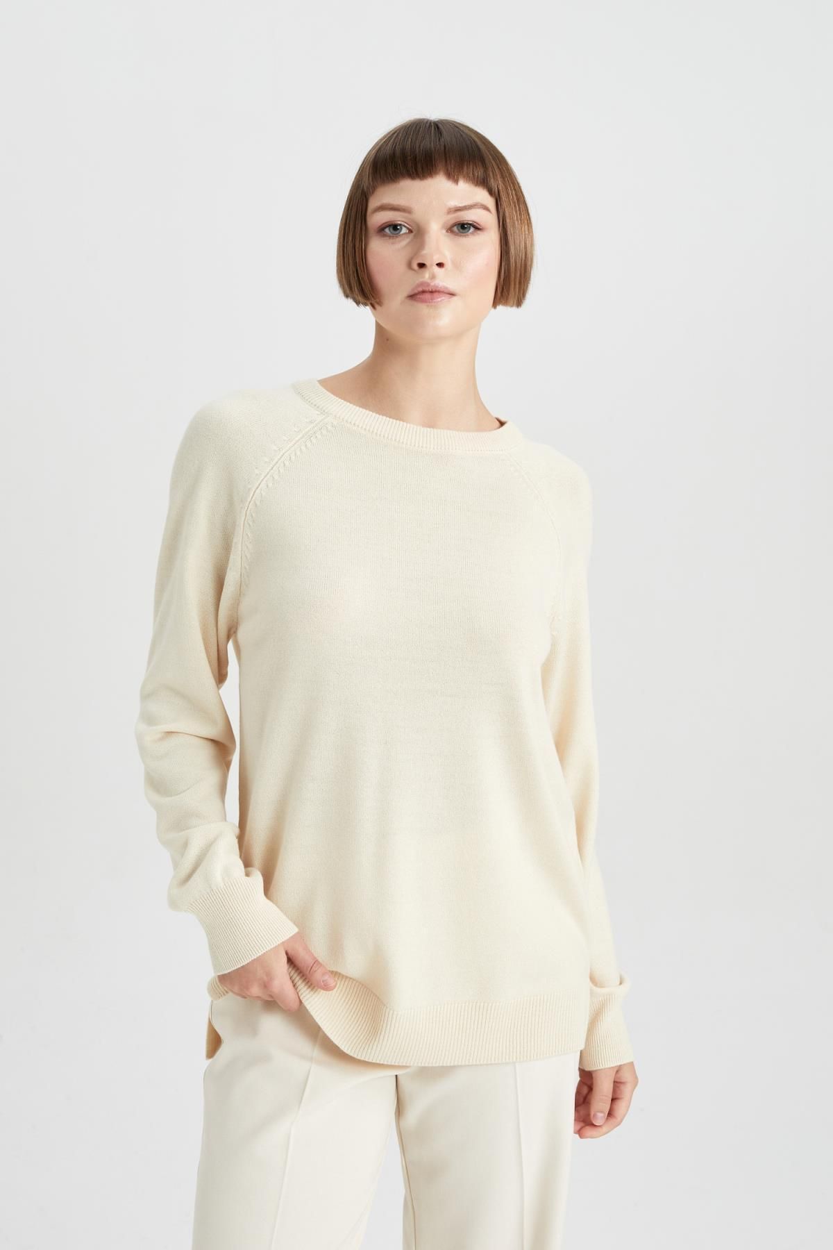 Relax Fit Bisiklet Yaka Basic Kazak X3066az23wn Relax Fit Bisiklet Yaka Basic Kazak X3066az23wn