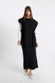 Regular Fit Basic Düz Maxi Siyah Triko Etek A1314ax24au