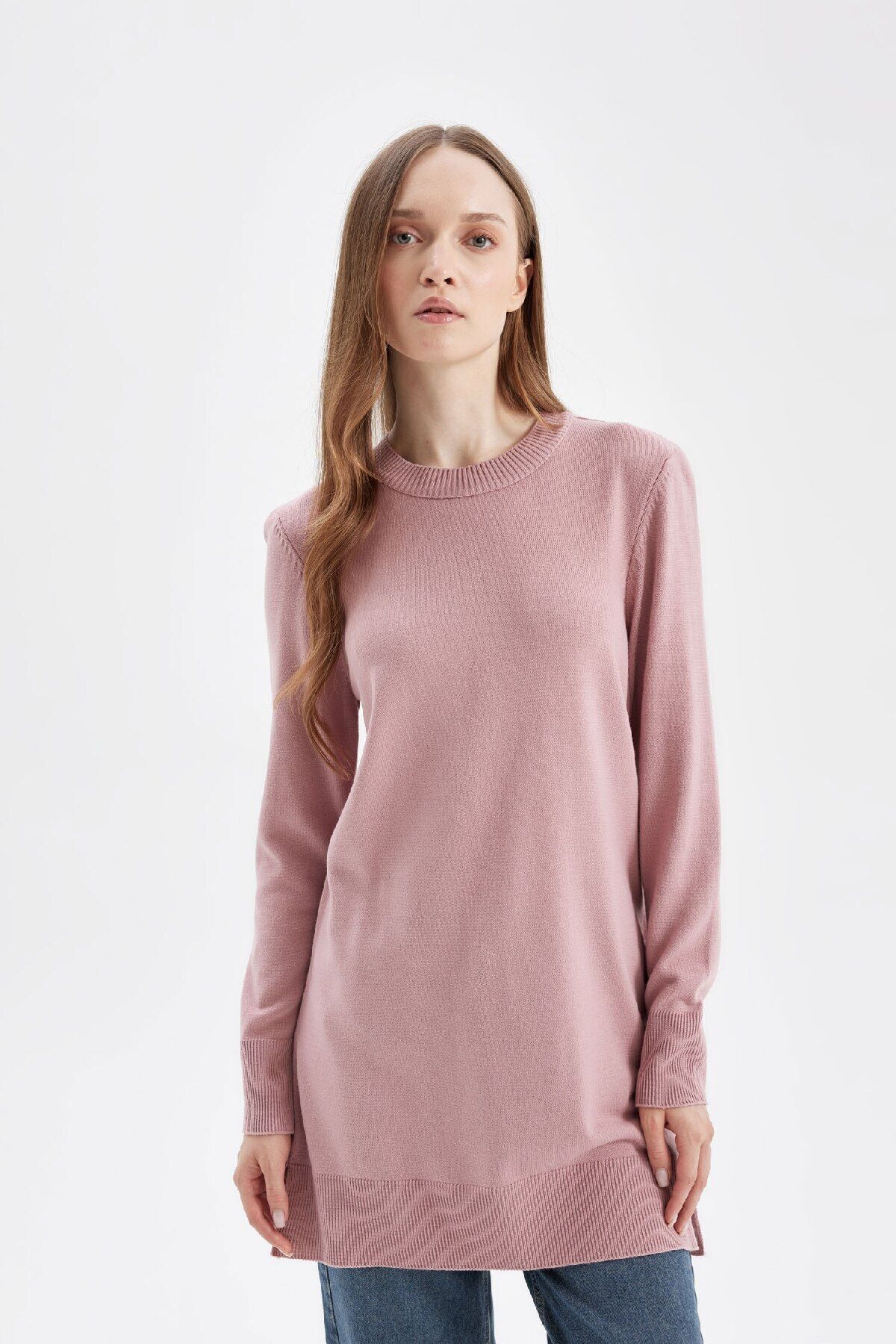 Regular Fit Bisiklet Yaka Yırtmaçlı Basic Düz Kazak Tunik H3431az24au Regular Fit Bisiklet Yaka Yırtmaçlı Basic Düz Kazak Tunik H3431az24au