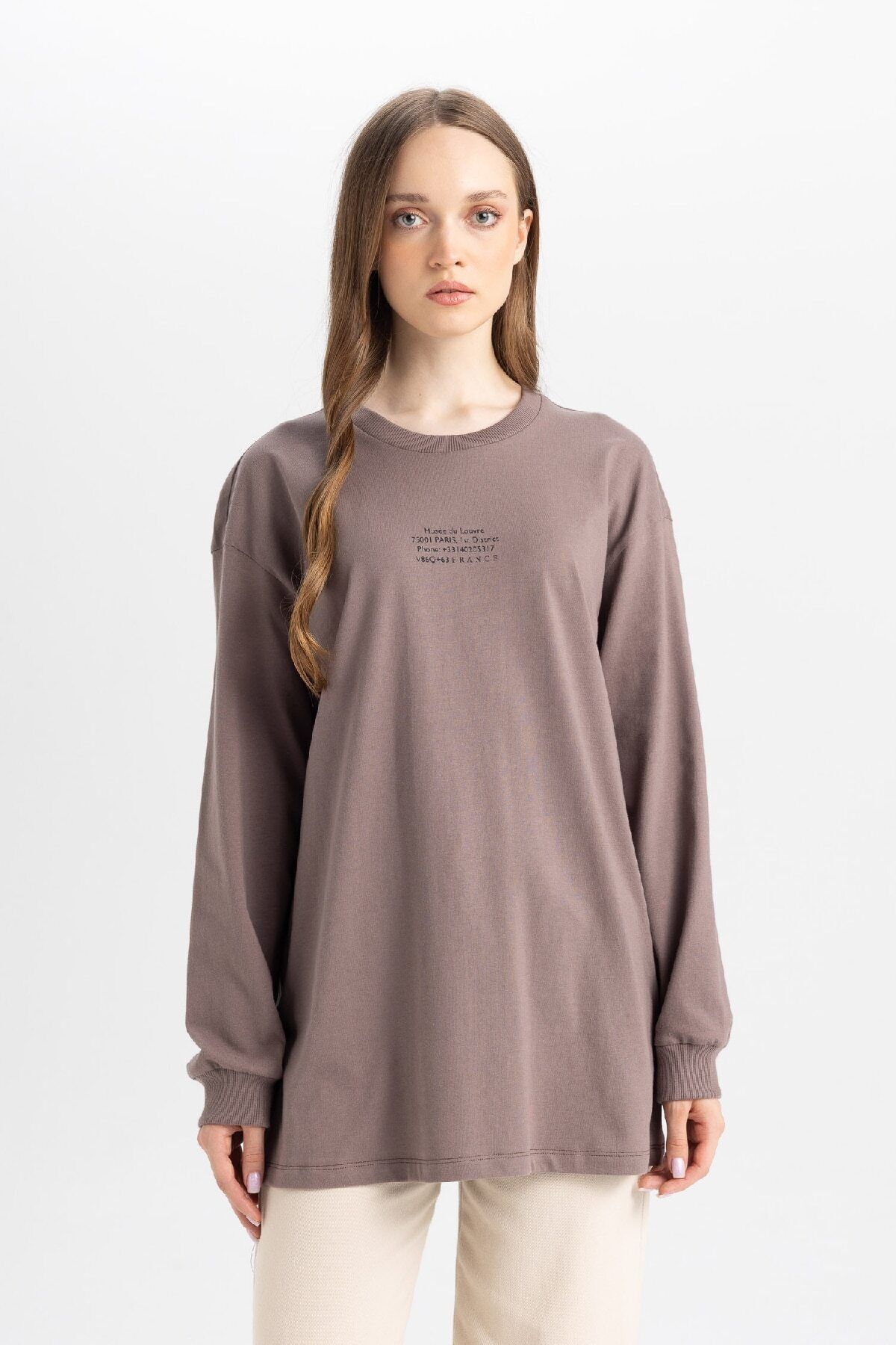 Regular Fit Bisiklet Yaka Baskılı Sweatshirt Tunik D0391ax24au Regular Fit Bisiklet Yaka Baskılı Sweatshirt Tunik D0391ax24au