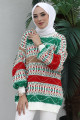 Modest Tesettür Triko Tunik Desenli Salaş Kışlık Şık Balon Kollu Tarz Tunik Modest Tesettür Triko Tunik Desenli Salaş Kışlık Şık Balon Kollu Tarz Tunik