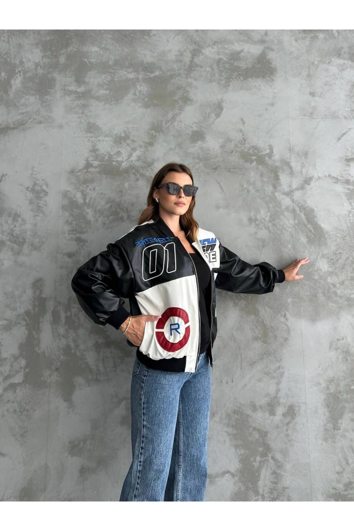 LUNA CARİNA Unisex Deri Motorcu  Ceketi