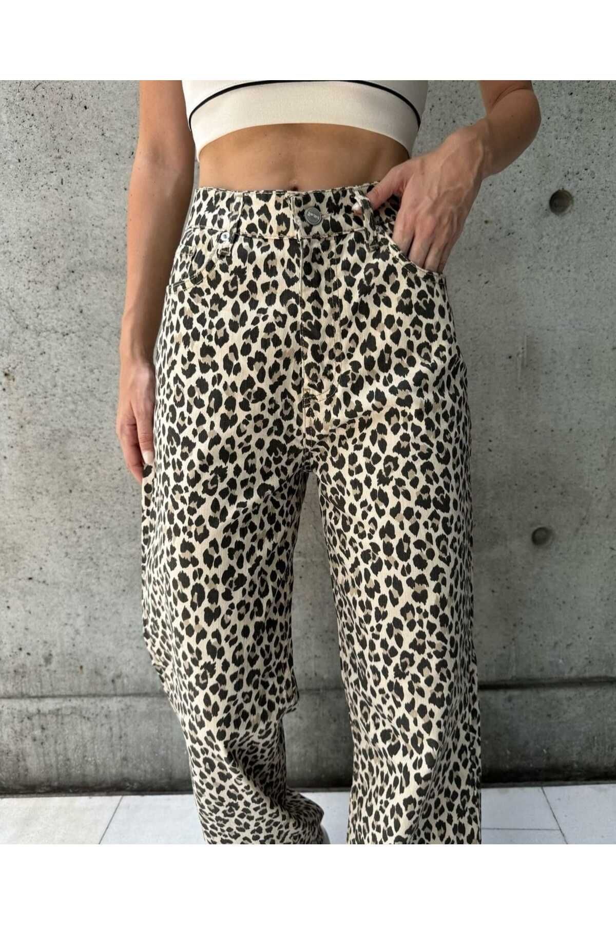 Leoparlı Jean Pantolon Leoparlı Jean Pantolon