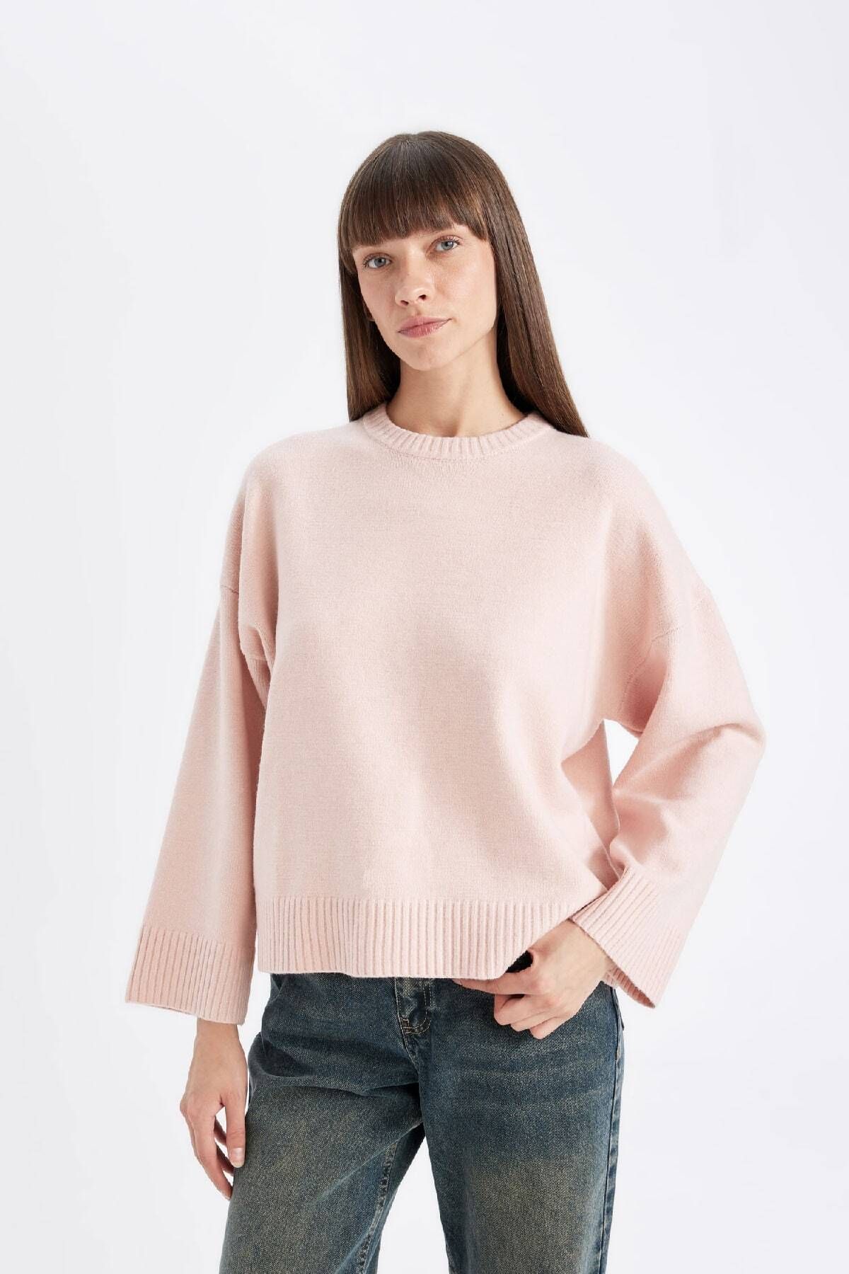 Oversize Geniş Kalıp Bisiklet Yaka Basic Düz Kazak D0036ax24wn Oversize Geniş Kalıp Bisiklet Yaka Basic Düz Kazak D0036ax24wn