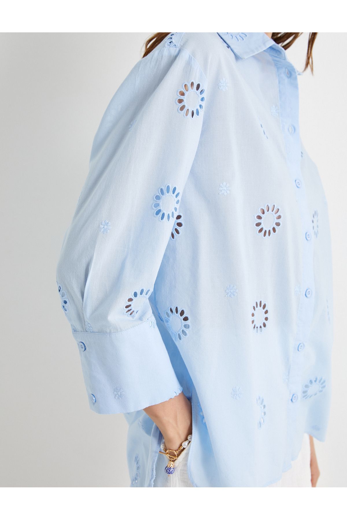 Oversize Fistolu Gömlek Uzun Kollu Pamuklu Oversize Fistolu Gömlek Uzun Kollu Pamuklu