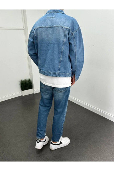 Mavi Oversize Kot Ceket Mavi Oversize Kot Ceket