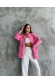 Kadın Pembe Oversize Uzun Kollu Çift Cepli Kot Ceket Gömlek Kadın Pembe Oversize Uzun Kollu Çift Cepli Kot Ceket Gömlek