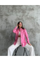 Kadın Pembe Oversize Uzun Kollu Çift Cepli Kot Ceket Gömlek Kadın Pembe Oversize Uzun Kollu Çift Cepli Kot Ceket Gömlek