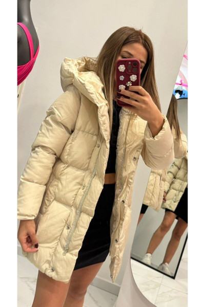 Premium Kalite Kapüşonlu şişme  Su geçirmez mont Bej Premium Kalite Kapüşonlu şişme  Su geçirmez mont Bej