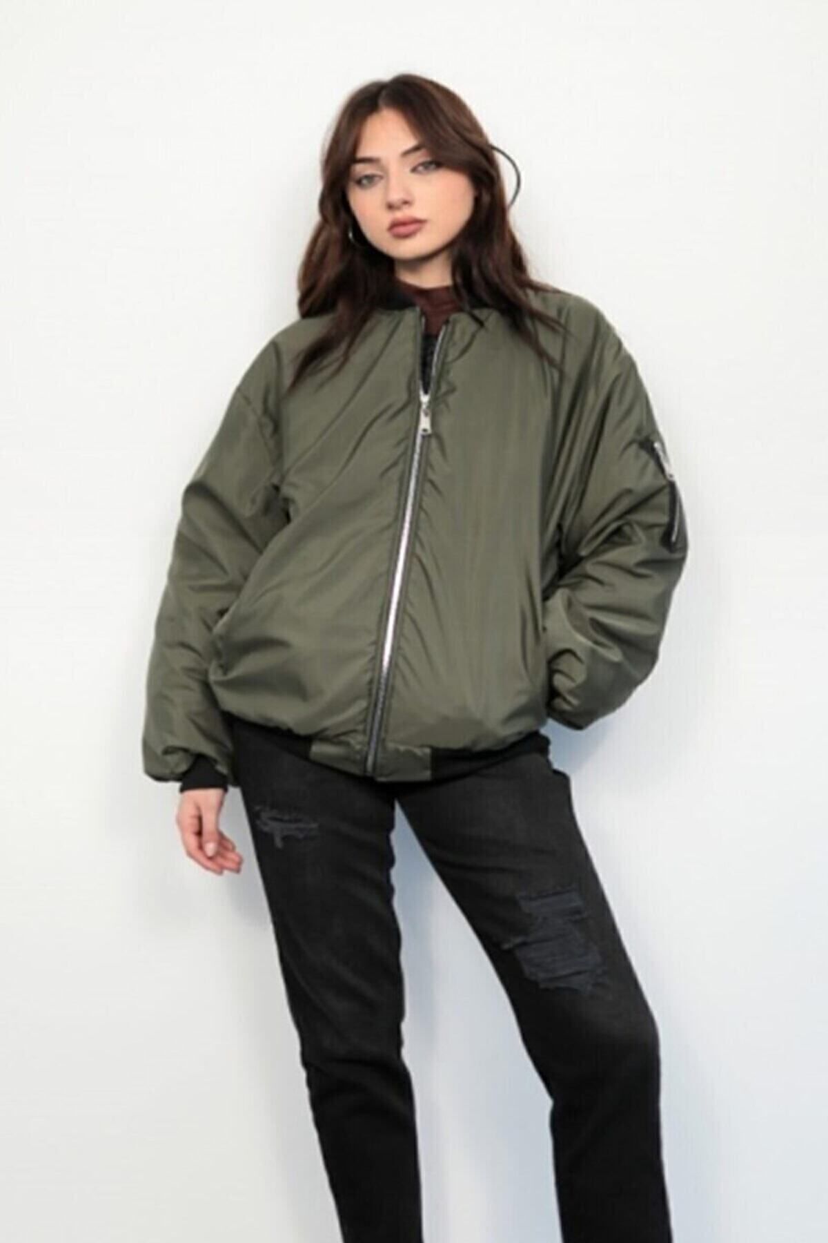 Trend Oversize Haki Bomber Mont Trend Oversize Haki Bomber Mont