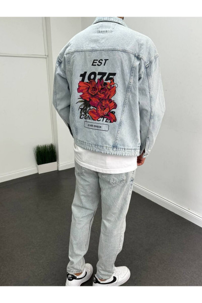 Sırt Baskılı Oversize Kot Ceket Sırt Baskılı Oversize Kot Ceket