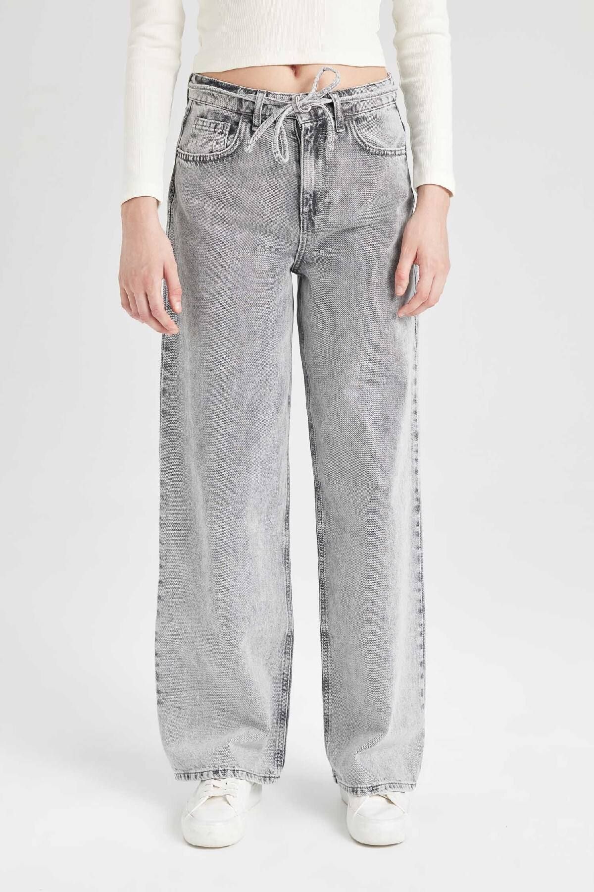 Wide Leg Yüksek Bel Uzun Jean Yıkamalı Pantolon D5596AX24WN Wide Leg Yüksek Bel Uzun Jean Yıkamalı Pantolon D5596AX24WN