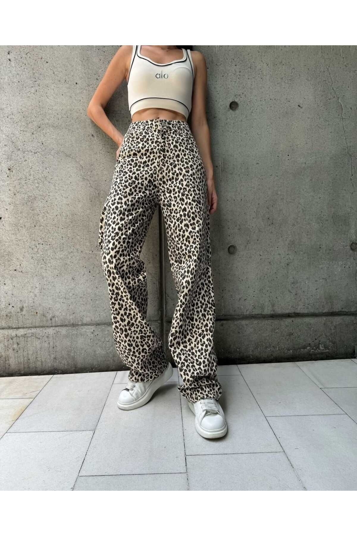 Leoparlı Jean Pantolon Leoparlı Jean Pantolon