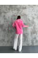 Kadın Pembe Oversize Uzun Kollu Çift Cepli Kot Ceket Gömlek Kadın Pembe Oversize Uzun Kollu Çift Cepli Kot Ceket Gömlek